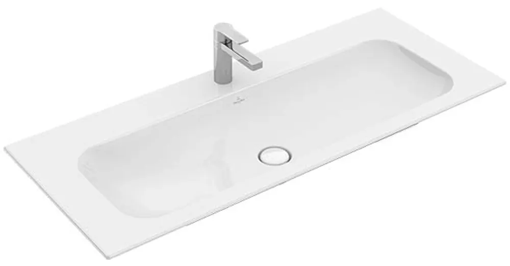 Akció Villeroy & Boch Finion 120 x 50 cm-es beépíthető mosdó 1 csaplyukkal Stone White CeramicPlus felülettel túlfolyó nélkül - 4164C2RW