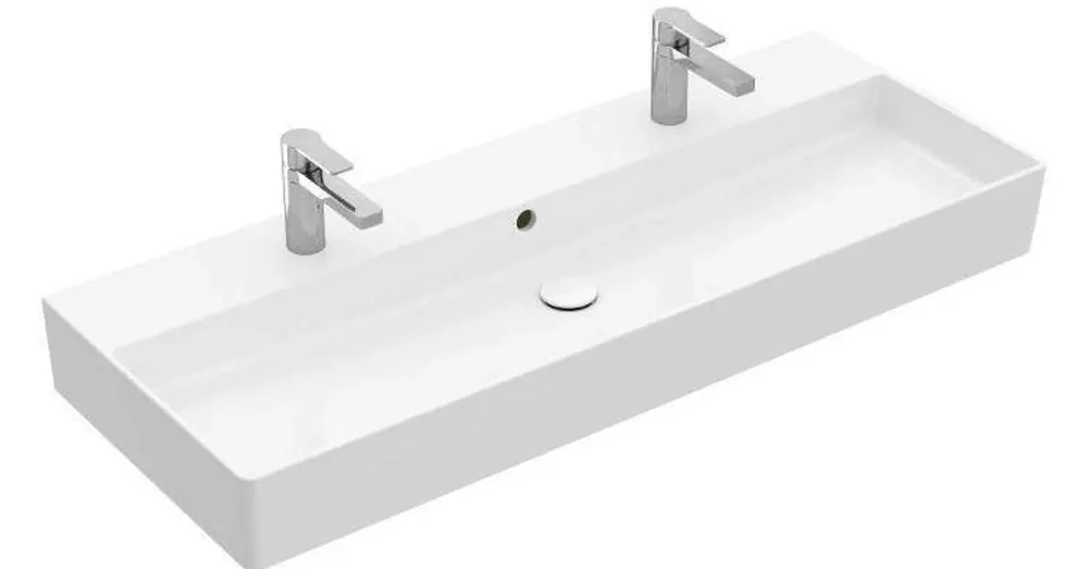Legkelendőbb Villeroy & Boch Memento 2.0 120 x 47 cm-es mosdó 2 csaplyukkal CeramicPlus felülettel túlfolyó nélkül - 4A22CGR1