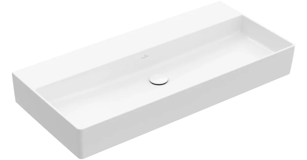 Kihagyhatatlan ajánlat Villeroy & Boch Memento 2.0 100 x 47 cm-es mosdó csaplyuk és túlfolyó nélkül Stone White CeramicPlus felülettel - 4A221FRW