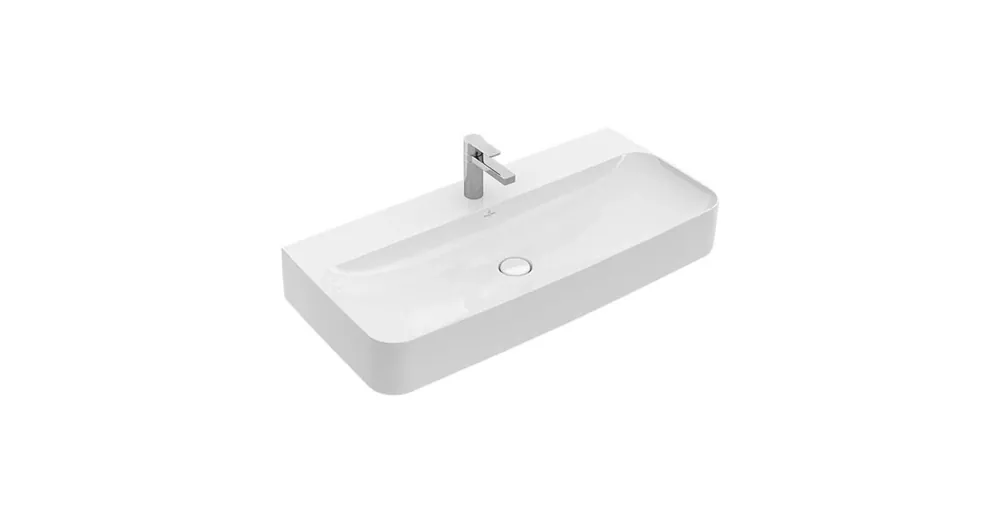 Villeroy & Boch Finion 100 x 47 cm-es mosdó 1 csaplyukkal Stone White CeramicPlus felülettel túlfolyó nélkül - 4168A2RW Korlátozott ajánlat