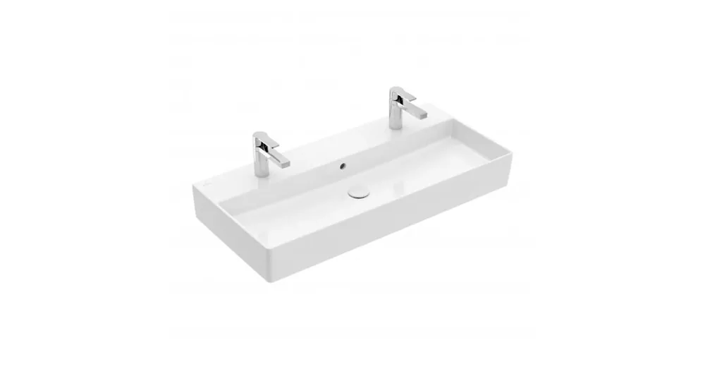 Villeroy & Boch Memento 2.0 100 x 47 cm-es mosdó 2 csaplyukkal túlfolyó nélkül - 4A221K01 Rendeld meg most