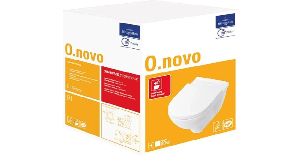 Vásárlói kedvenc Villeroy & Boch O.Novo 36 x 56 cm-es mélyöblítésű fali wc kombipack CeramicPlus felülettel - 5660H1R1