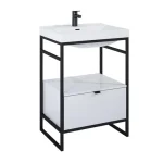 AREZZO design NEBO alsószekrény 60 cm-es, 1 fiókkal, mf fehér, matt fekete (2 doboz) AR-168671SET Alacsony ár