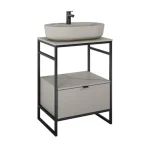 AREZZO design NEBO alsószekrény 60 cm-es, 1 fiókkal, matt beige, matt fekete (2 doboz) AR-168757SET Biztonságos vásárlás