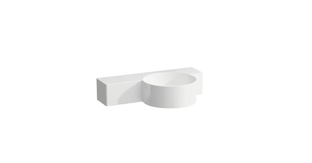 LAUFEN VAL Kézmosó, kör alakú, bal oldali polccal, 430 mm-re vágható, túlfolyónyílás nélkül, csaplyuk nélkül, Fehér H8152840001121 Nézd meg most