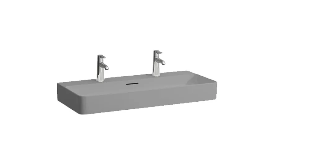 Szezonális akció LAUFEN VAL Mosdótál, alsó felülete csiszolt, két csaplyuk, Graphite matt H8162877581071