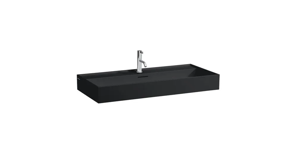 LAUFEN Kartell LAUFEN Mosdótál, alsó felülete csiszolt, egy csaplyuk, középen, Fekete matt H8163377161041 Gyors szállítás