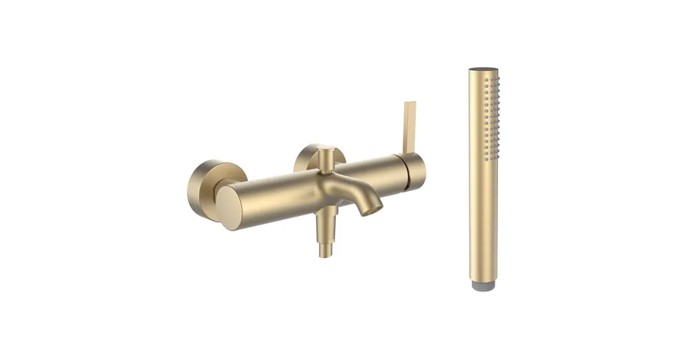 Vedd meg most LAUFEN Kartell LAUFEN Falra szerelt egykaros kád csaptelep, 150 mm-es rögzítési távolsággal, 1800 mm-es flexibilis zuhanytömlővel és TwinStick kézizuhannyal, PVD arany matt H3213370831411