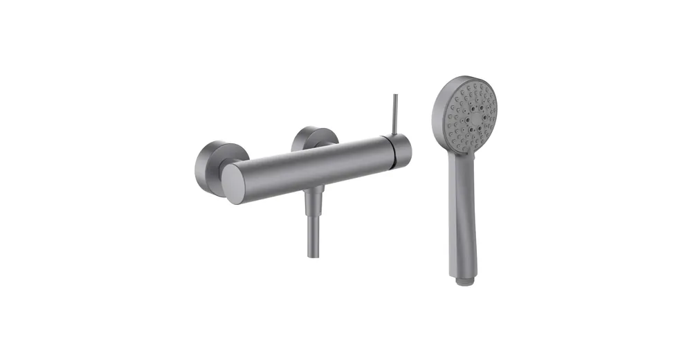 Ajánlat LAUFEN Twinplus slim Falra szerelt zuhany csaptelep, 150 mm-es rögzítési távolsággal, 'MyTwin100' zuhanyfejjel és 1500 mm felxibilis zuhanytömlővel, PVD szálhúzott rozsdamentes acél HF505450423600
