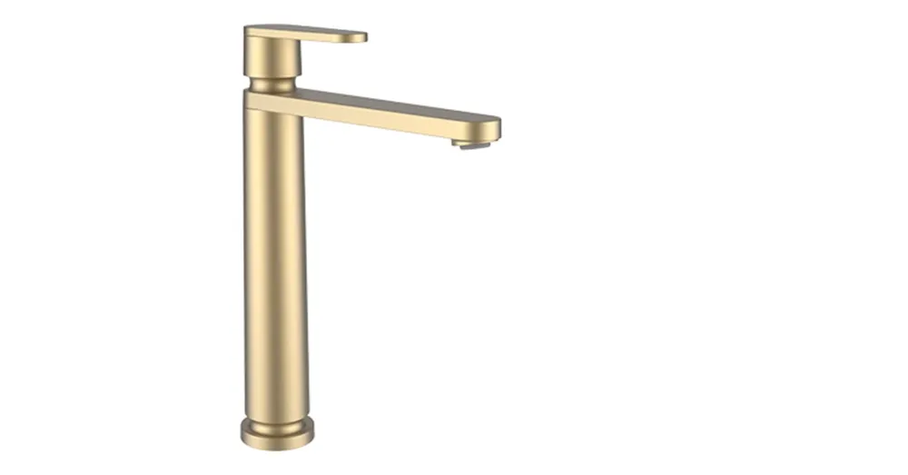 LAUFEN THE NEW CLASSIC Magasított egykaros mosdó csaptelep, 175 mm kiállású fix kifolyóval, húzórudas lefolyószelep nélkül, PVD halvány arany matt HF900514462000 Népszerű