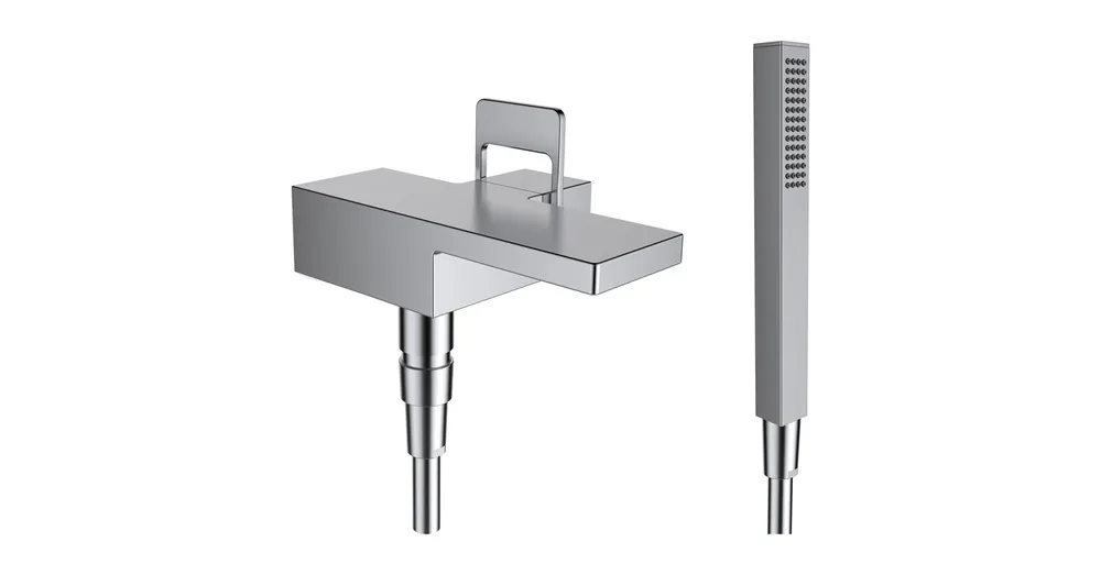 LAUFEN Quadriga Falbaépített 1 pontos kádcsaptelep falon kívüli része, 1800 mm flexibilis zuhanytömlővel és 1 funkciós kézizuhannyal, szálhúzott rozsdamentes acél HF901165441000 Legkelendőbb