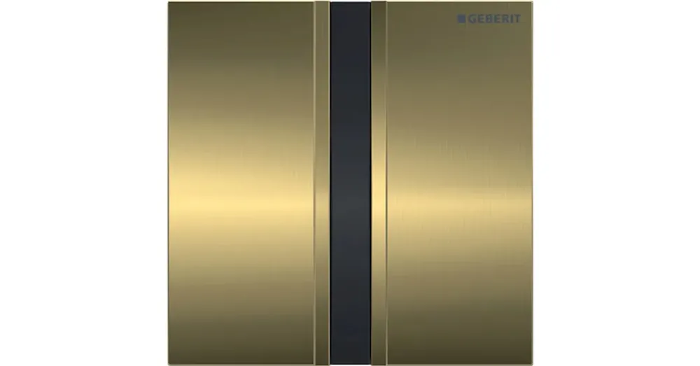 Geberit vizeldevezérlés elektronikus működtetéssel, elemes működtetés, 50 típusú takarólap, sárgaréz/szálcsiszolt 116.036.QF.1 Prémium