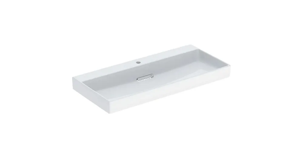 Geberit One mosdó hátsó lefolyóval 105x48 cm csaplyukkal és túlfolyó nélkül, KeraTect, fehér 505.046.00.1 Vedd meg most