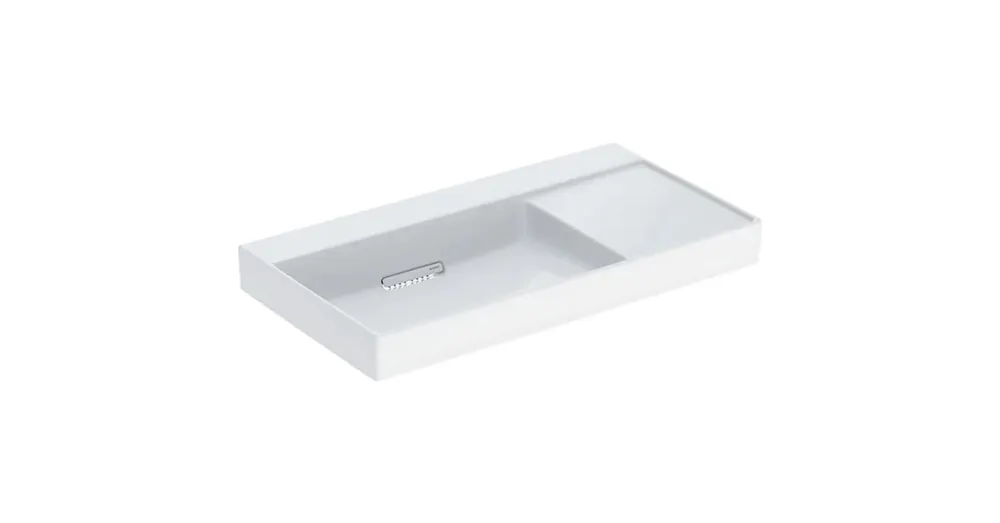 Vedd meg most Geberit One balos mosdó 90x48 cm, KeraTect, túlfolyó és csapfurat nélkül, fehér 505.042.00.1