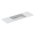 Vásárlói kedvenc Geberit One rövidített kivitelű mosdó 120x40 cm csaplyuk és túlfolyó nélkül, fehér/szálcsiszolt 500.392.01.2