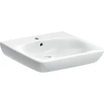 Vedd meg online Geberit Selnova Comfort akadálymentes kerámia mosdó 55x55 cm túlfolyóval, fehér 501.461.00.7