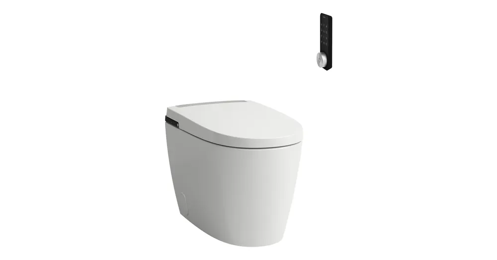 LAUFEN CLEANET ALVIA Bidé funkciós WC, álló, mélyöblítésű, perem nélküli, fűthető ülőkével Fehér LCC bevonattal H8231604000001 Vásárlói kedvenc