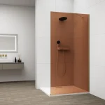 Végkiárusítás SAPHO ESCA GOLD MATT Walk-in zuhanyfal, falra szerelhető, barna üveg, 1200mm (ES1512-04)