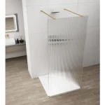 Gyors kiszállítás SAPHO ESCA GOLD MATT Walk-in zuhanyfal, szabadonálló, flutes üveg, 1500mm (ES1315-08)