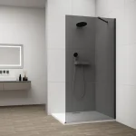 Újdonság SAPHO ESCA BLACK MATT Walk-in zuhanyfal, falra szerelhető, füst üveg, 1400mm (ES1214-02)