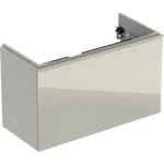 Geberit Acanto alsó szekrény mosdóhoz, egy fiókkal egy belső fiókkal rövidített kivitel 90 cm matt homokszürke/fényes homokszürke üveg 500.616.JL.2 Expressz kézbesítés