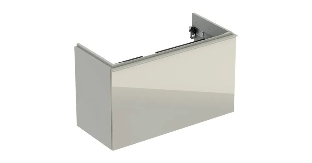 Geberit Acanto alsó szekrény mosdóhoz, egy fiókkal egy belső fiókkal rövidített kivitel 90 cm matt homokszürke/fényes homokszürke üveg 500.616.JL.2 Expressz kézbesítés