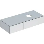 Exkluzív ajánlat Geberit VariForm alsó szekrény pultra ültethető mosdóhoz 120x51 cm, 2 fiókkal, pakolófelülettel, magasfényű fehér 501.171.00.1