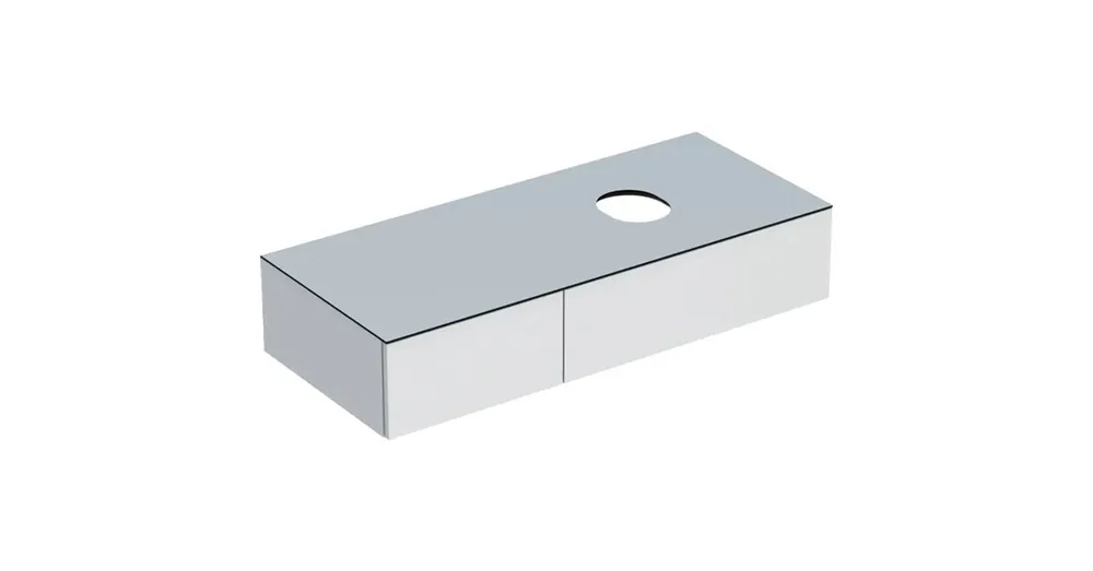 Exkluzív ajánlat Geberit VariForm alsó szekrény pultra ültethető mosdóhoz 120x51 cm, 2 fiókkal, pakolófelülettel, magasfényű fehér 501.171.00.1
