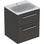 Geberit Selnova Square 2 fiókos mosdószekrény 55 cm, keskeny peremű mosdóval, matt láva 501.233.00.1 Szuper ajánlat