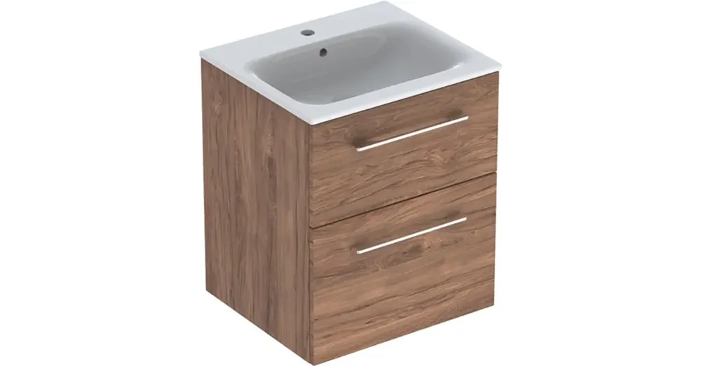 Geberit Selnova Square 2 fiókos mosdószekrény 55 cm, keskeny peremű mosdóval, hikoridió 501.234.00.1 Alacsony ár