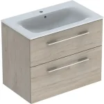 Kedvezmény Geberit Selnova Square 2 fiókos mosdószekrény 80 cm, keskeny peremű mosdóval, világos hikoridió 501.243.00.1
