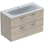 Geberit Selnova Square 2 fiókos mosdószekrény 100 cm, keskeny peremű mosdóval, világos hikoridió 501.247.00.1 Különleges ajánlat