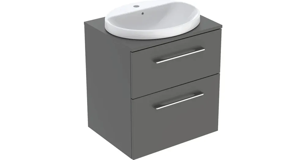 Exkluzív ajánlat Geberit Selnova Square Set mosdószekrény mosdóval 59x70 cm, két fiókkal, matt láva 502.869.00.1