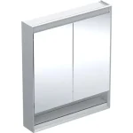 Geberit One tükrös szekrény nyitott polccal és világítással 75x90 cm, két ajtóval, alumínium 505.832.00.1 Szuper ajánlat