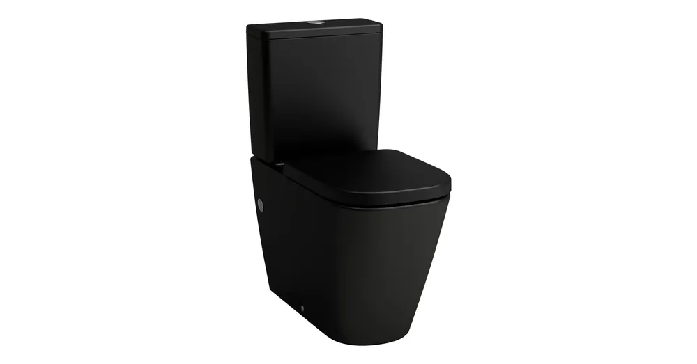 Szezonális akció LAUFEN MEDA Álló kombi WC öblítőtartály nélkül, öblítőperem nélkül, mélyöblítéssel, halk öblítéssel, vízszintes/függőleges lefolyóhoz Matt fekete H8241117162311