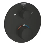 Grohe Grohtherm Termosztátos kád keverő 2 kimenethez, beépített elzáró/váltó szeleppel Matt fekete 1022102430 Szuper akció