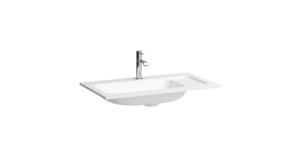 LAUFEN MEDA Mosdó `slim`, Marbond kompozit anyagból, túlfolyónyílás nélkül, egy csaplyukkal, Matt fehér H8141177571111 Expressz kézbesítés