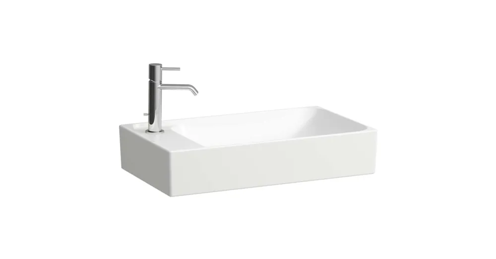 LAUFEN MEDA Kézmosó tál, aszimmetrikus, jobb/bal oldali armatúrapaddal, 1 csaplyukkal bal oldalon, Fehér LCC bevonattal H8121134001051 Olcsóbb