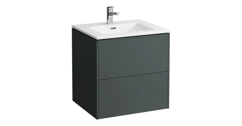 LAUFEN LAUFEN PRO S Keskeny mosdó és alsószekrény kombináció, két fiókkal, egy csaplyuk, középen, Traffic Grey H8649602661041 Gyors szállítás
