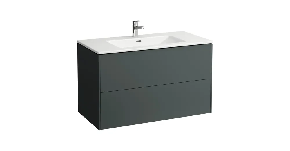LAUFEN LAUFEN PRO S Keskeny mosdó és alsószekrény kombináció, két fiókkal, egy csaplyuk, középen, Traffic Grey H8649622661041 Olcsóbb
