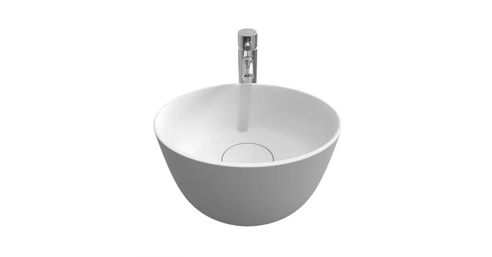 Szuper akció Riho Oval Solid Surface pultra ültethető ovális mosdó, csaplyuk nélkül, 38x33x20cm, Matt Fehér W026001105