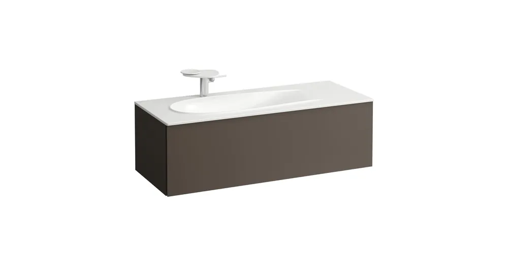 LAUFEN ILBAGNOALESSI Alsószekrény, 120 cm, kivágással bal oldalon, 1 fiókkal, finoman záródó mechanizmussal, H817979 mosdóhoz, Sötét Barna H4304410974291 Akció