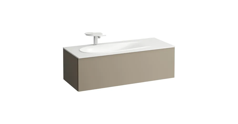 LAUFEN ILBAGNOALESSI Alsószekrény, 120 cm, kivágással bal oldalon, 1 fiókkal, finoman záródó mechanizmussal, H817979 mosdóhoz, Gyöngy Bézs H4304410972701 Exkluzív ajánlat