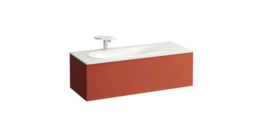 LAUFEN ILBAGNOALESSI Alsószekrény, 120 cm, kivágással bal oldalon, 1 fiókkal, finoman záródó mechanizmussal, H817979 mosdóhoz, Terracotta H4304410972691 Kihagyhatatlan ajánlat