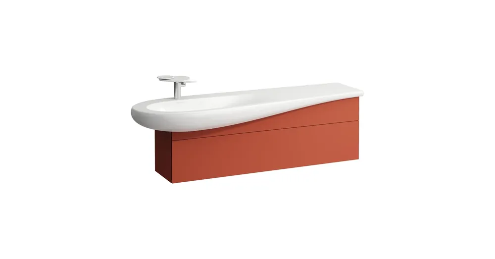 Azonnal elérhető LAUFEN ILBAGNOALESSI Alsószekrény, 160 cm, kivágással jobb oldalon, 1 fiókkal, finoman záródó mechanizmussal, H814971 mosdóhoz, Terracotta H4304510972691