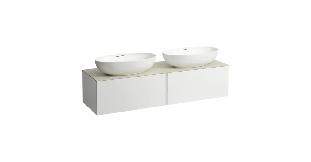 LAUFEN ILBAGNOALESSI Fiókos elem, 160 cm, kivágással jobb és bal oldalon, 2 fiókkal, Calce Avorio felülettel, H818975, H818976, H818977, H818978 mosdókhoz, Matt Fehér H4313540972601 Nézd meg most
