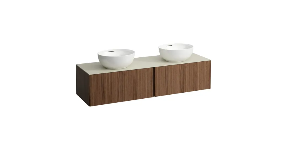 LAUFEN ILBAGNOALESSI Fiókos elem, 160 cm, kivágással jobb és bal oldalon, 2 fiókkal, Calce Avorio felülettel, csaplyuk kivágással, H818975, H818976, H818977, H818978 mosdókhoz, Natúrfa Furnér H4313570976301 Biztonságos vásárlás