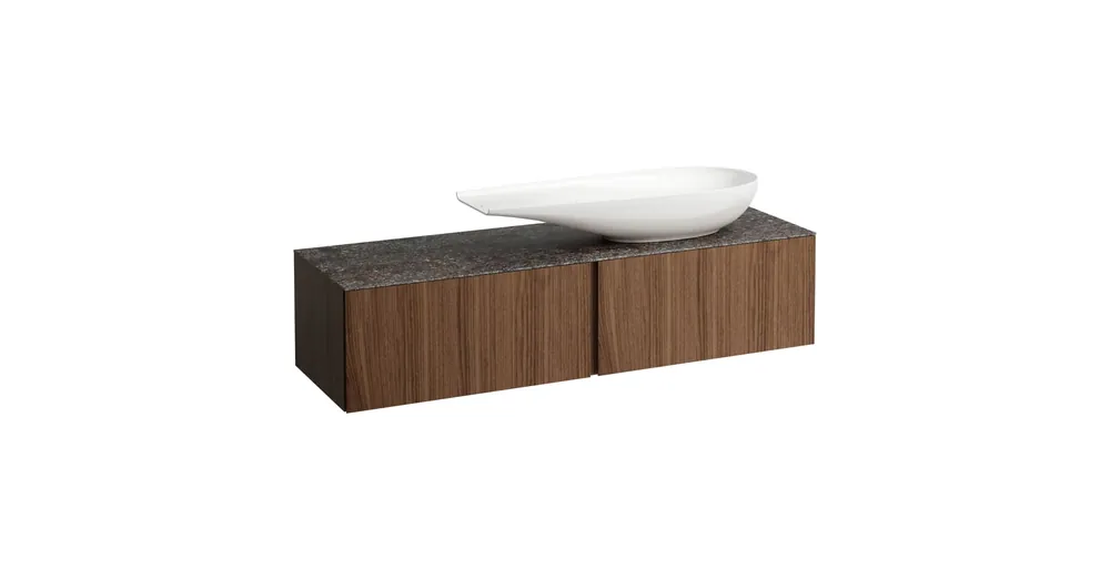 LAUFEN ILBAGNOALESSI Fiókos elem, 160 cm, kivágással jobb oldalon, 2 fiókkal, Marrone Naturale felülettel, csaplyuk kivágással, H818974 mosdóhoz, Natúrfa Furnér H4323450976301 Különleges ajánlat