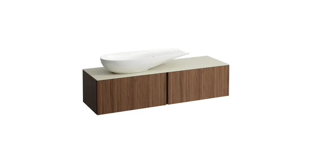 LAUFEN ILBAGNOALESSI Fiókos elem, 160 cm, kivágással bal oldalon, 2 fiókkal, Calce Avorio felülettel, H818974 mosdóhoz, Natúrfa Furnér H4313420976301 Utolsó esély