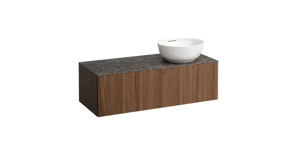 LAUFEN ILBAGNOALESSI Fiókos elem, 120 cm, kivágással jobb oldalon, 1 fiókkal, Marrone Naturale felülettel, csaplyuk kivágással, H818975, H818976 mosdókhoz, Natúrfa Furnér H4323170976301 Árcsökkenés